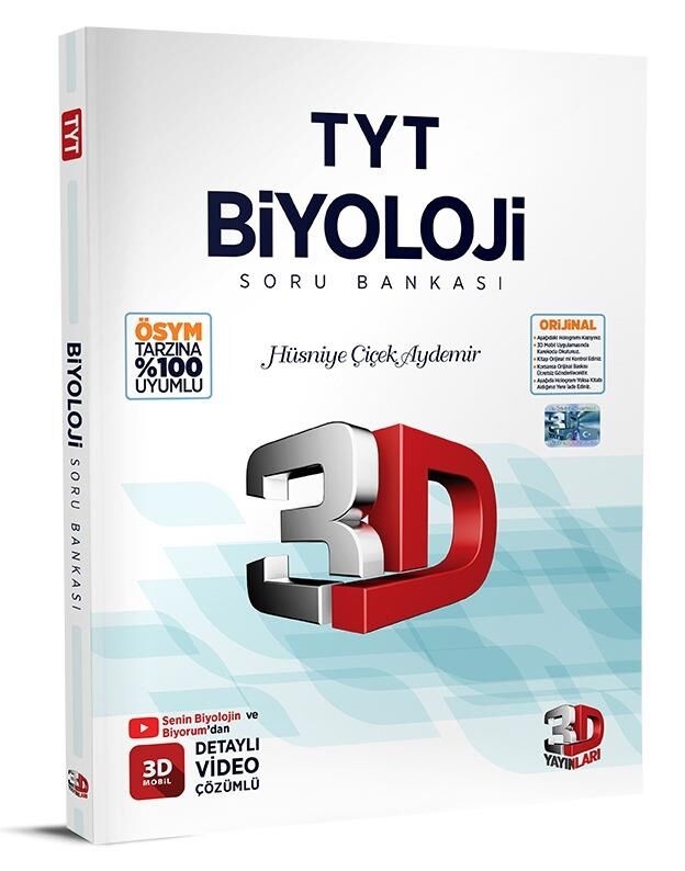 3D Yayınları  TYT Biyoloji Soru Bankası Video Çözümlü Çözüm Yayınları