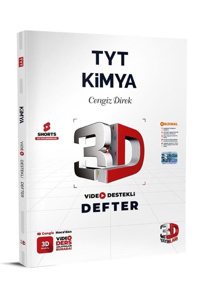 3d Yayınları Tyt Kimya Video Destekli Defter