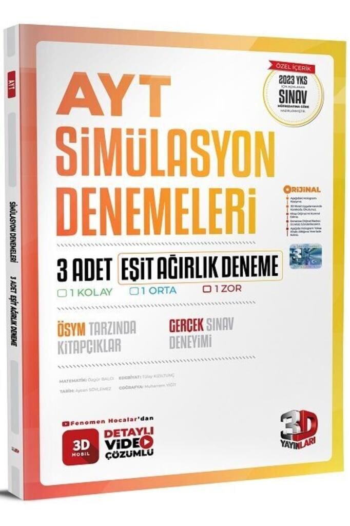 2023 Yks Ayt Eşit Ağırlık Simülasyon 3 Deneme Video Çözümlü