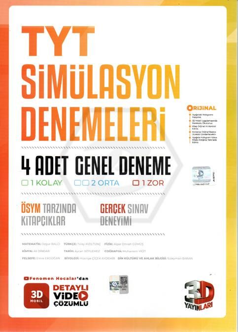 3d Yayınları TYT 4`lü Simülasyon Genel Deneme