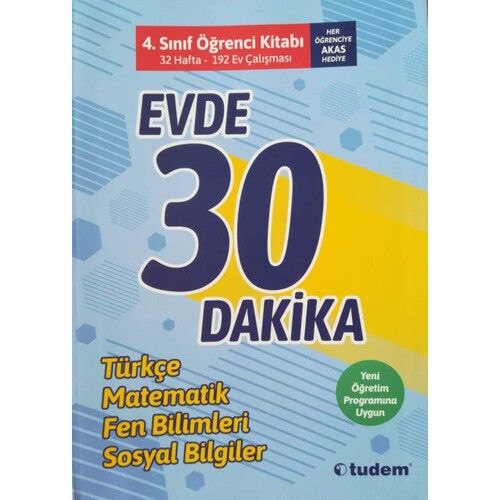 Tudem 4. Sınıf Evde 30 Dakika Türkçe Matematik Fen Bilimleri Hayat Bilgisi Soru Ev Çalışması